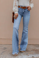 Kancan Juliet Mid Rise Raw Hem Flare Jeans-Jeans-Krush Kandy, Women's Online Fashion Boutique Located in Phoenix, Arizona (Scottsdale Area)