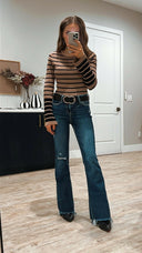 Stripe Long Sleeve Sweater Top-Long Sleeve Tops-Rae Collective, Women's Online Fashion Boutique Located in Phoenix, Arizona (Scottsdale Area)