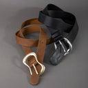 Vegan Leather Black And Brown Belt Set