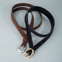 Two Piece Black and Brown Vegan Leather Belt Set