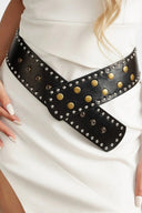 Wide Studded Fashion Belt