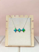 Peacock Dahlia Square Bar Necklace-Necklaces-Krush Kandy, Women's Online Fashion Boutique Located in Phoenix, Arizona (Scottsdale Area)