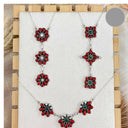 Red Opal Trio Cluster Necklaces-Chain Necklaces-Rae Collective, Women's Online Fashion Boutique Located in Phoenix, Arizona (Scottsdale Area)
