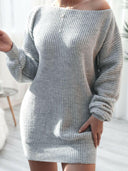 Balloon Sleeve Boat Neck Sweater Mini Dress-Rae Collective, Women's Online Fashion Boutique Located in Phoenix, Arizona (Scottsdale Area)