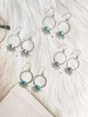 Boho Sunrays Hoops Multi Stone Earrings