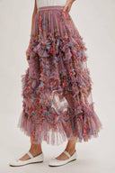 Floral Ruffled Mesh Midi Skirt-Skirts-Rae Collective, Women's Online Fashion Boutique Located in Phoenix, Arizona (Scottsdale Area)