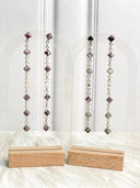 Women's Sterling Silver Gemstone Linear Drop Earrings