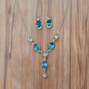Ice Cold Crystal Necklace & Earring Set-Chain Necklaces-Rae Collective, Women's Online Fashion Boutique Located in Phoenix, Arizona (Scottsdale Area)