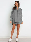 Bon Voyage Striped Button Down Top & Shorts Set-2 Piece Outfit Sets-Rae Collective, Women's Online Fashion Boutique Located in Phoenix, Arizona (Scottsdale Area)