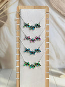 Multi Jelly Opal Three Flowers Necklace