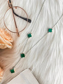 Malachite Clover Chain Necklace