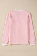 Pink Scalloped-Edge Ribbed Knit Cardigan-Cardigans-Krush Kandy, Women's Online Fashion Boutique Located in Phoenix, Arizona (Scottsdale Area)