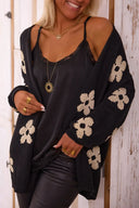 Black Floral Print Open Front Cardigan-Cardigans-Krush Kandy, Women's Online Fashion Boutique Located in Phoenix, Arizona (Scottsdale Area)