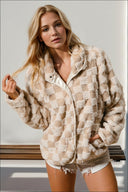 Checkered Long Sleeve Fuzzy Jacket-Jackets-Rae Collective, Women's Online Fashion Boutique Located in Phoenix, Arizona (Scottsdale Area)