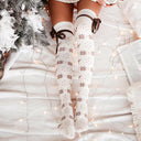 Christmas Element Bowknot Ribbed Trim Over Knee Stockings-Accessories-Rae Collective, Women's Online Fashion Boutique Located in Phoenix, Arizona (Scottsdale Area)