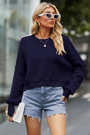 Round Neck Drop Shoulder Long Sleeve Sweater-Rae Collective, Women's Online Fashion Boutique Located in Phoenix, Arizona (Scottsdale Area)