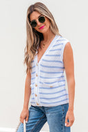 The Golden Buttons Elegant Stripe Sweater Vest