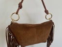 Cognac Capri Fringe Suede Shoulder Bag
