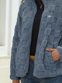 Fuzzy Checkered Zip Up Jacket-Rae Collective, Women's Online Fashion Boutique Located in Phoenix, Arizona (Scottsdale Area)