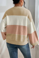 Color Block Round Neck Lantern Sleeve Sweater-Rae Collective, Women's Online Fashion Boutique Located in Phoenix, Arizona (Scottsdale Area)