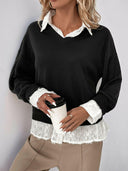 Perfee Faux Layered Contrast Long Sleeve Sweatshirt-Rae Collective, Women's Online Fashion Boutique Located in Phoenix, Arizona (Scottsdale Area)