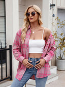Mandy Pocketed Plaid Collared Neck Long Sleeve Shirt-Rae Collective, Women's Online Fashion Boutique Located in Phoenix, Arizona (Scottsdale Area)