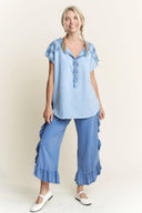 MineralWash fun Side Ruffle Croppped pants HP5796-Krush Kandy, Women's Online Fashion Boutique Located in Phoenix, Arizona (Scottsdale Area)