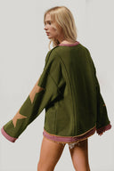 Star Patched Long Sleeve Sweatshirt-Sweatshirts-Rae Collective, Women's Online Fashion Boutique Located in Phoenix, Arizona (Scottsdale Area)