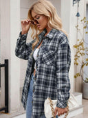 Mandy Pocketed Plaid Collared Neck Long Sleeve Shirt-Rae Collective, Women's Online Fashion Boutique Located in Phoenix, Arizona (Scottsdale Area)