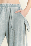 J.HER Mineral Wash Side Ribbon Bow pants-Pants-Rae Collective, Women's Online Fashion Boutique Located in Phoenix, Arizona (Scottsdale Area)