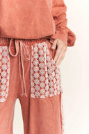 MineralWash Floral Daisy trim Pants-PANTS-Rae Collective, Women's Online Fashion Boutique Located in Phoenix, Arizona (Scottsdale Area)