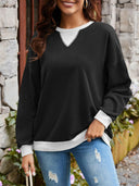 Lovelet Contrast Round Neck Long Sleeve Sweatshirt-Rae Collective, Women's Online Fashion Boutique Located in Phoenix, Arizona (Scottsdale Area)