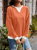 Lovelet Contrast Round Neck Long Sleeve Sweatshirt-Rae Collective, Women's Online Fashion Boutique Located in Phoenix, Arizona (Scottsdale Area)