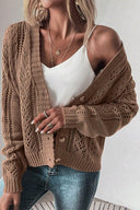 Openwork Button Up Long Sleeve Cardigan-Sweaters-Krush Kandy, Women's Online Fashion Boutique Located in Phoenix, Arizona (Scottsdale Area)