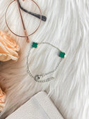 Malachite Clover Crystal Bracelet