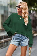 Round Neck Drop Shoulder Long Sleeve Sweater-Rae Collective, Women's Online Fashion Boutique Located in Phoenix, Arizona (Scottsdale Area)