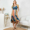 Boho Denim Patchwork Midi Dress-Dresses-Krush Kandy, Women's Online Fashion Boutique Located in Phoenix, Arizona (Scottsdale Area)