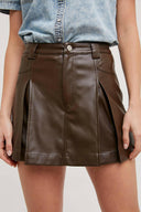 Front Pleated Faux Leather Skort-Skirts-Rae Collective, Women's Online Fashion Boutique Located in Phoenix, Arizona (Scottsdale Area)