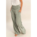 So Fetch Mineral Washed Wide-Leg Smocked Waist Pants | 6 Colors