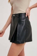 Front Pleated Faux Leather Skort-Skirts-Rae Collective, Women's Online Fashion Boutique Located in Phoenix, Arizona (Scottsdale Area)