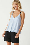 Contrast Twisted Strap High Low Bubble Top