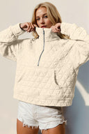 Half Zip Long Sleeve Quilted Sweatshirt with Pocket-Jackets-Rae Collective, Women's Online Fashion Boutique Located in Phoenix, Arizona (Scottsdale Area)