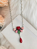 Days of Spring Collection Red Rosarita & Pink Conch Necklace
