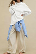 Side Slit Round Neck Long Sleeve Sweatshirt-Rae Collective, Women's Online Fashion Boutique Located in Phoenix, Arizona (Scottsdale Area)