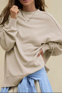 Side Slit Round Neck Long Sleeve Sweatshirt-Rae Collective, Women's Online Fashion Boutique Located in Phoenix, Arizona (Scottsdale Area)
