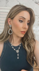 Set The Tone Sterling Concho Lariat Necklace-Lariat and Y Necklaces-Rae Collective, Women's Online Fashion Boutique Located in Phoenix, Arizona (Scottsdale Area)