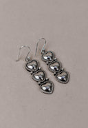Tri-Heart Sterling Silver Earrings-Drop Earrings-Rae Collective, Women's Online Fashion Boutique Located in Phoenix, Arizona (Scottsdale Area)