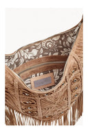 Aztec Maze Fringe Hobo Bag – Taupe