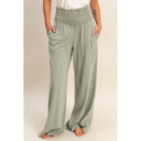 So Fetch Mineral Washed Wide-Leg Smocked Waist Pants | 6 Colors