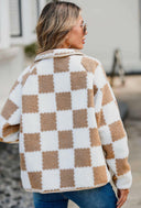 Checkered Snap Down Long Sleeve Teddy Jacket-Rae Collective, Women's Online Fashion Boutique Located in Phoenix, Arizona (Scottsdale Area)